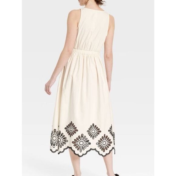 Universal Thread Cream Embroidered Midi Dress NWT Size Small β Boho Summer Dress - Picture 10 of 10